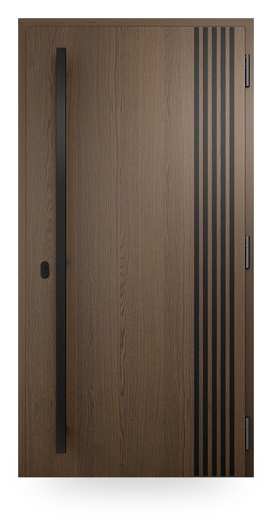 Wiśniowski NOVA 044 — drzwi aluminiowo-stalowe, panel pełny, lamele z jednej strony