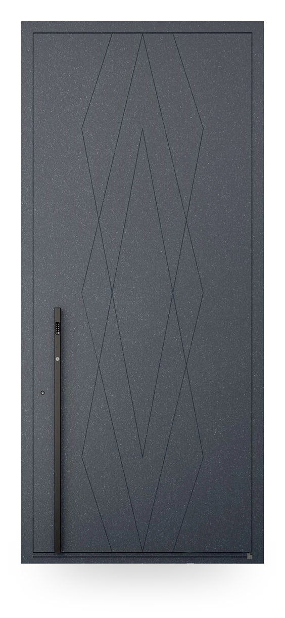Wiśniowski PIRUE 004 — drzwi aluminiowe, panel pełny, frezy w romby