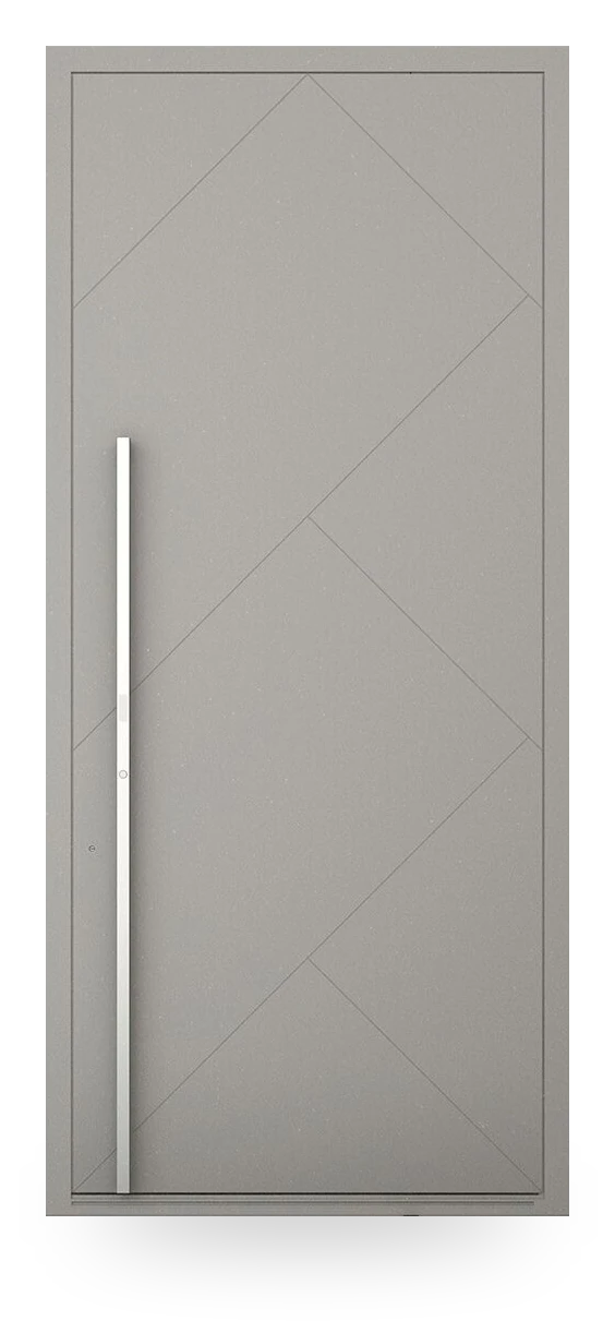 Wiśniowski PIRUE 005 — drzwi aluminiowe, panel pełny, frezy w parkiet