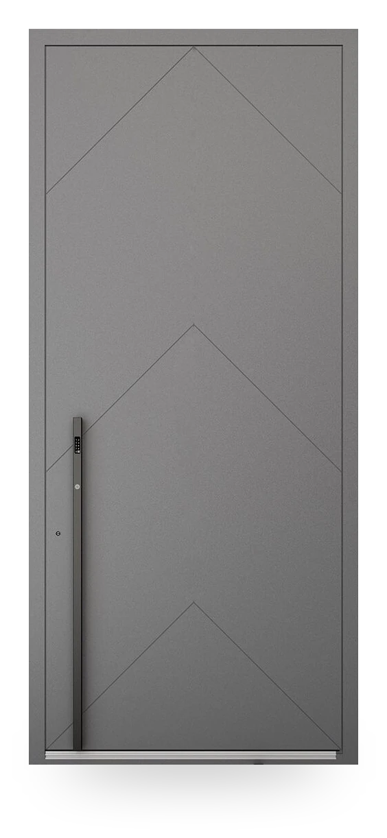Wiśniowski PIRUE 006 — drzwi aluminiowe, panel pełny, frezy w choinkę