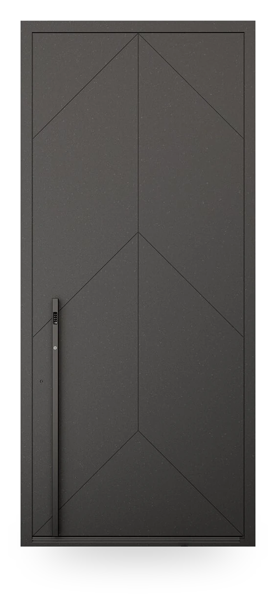 Wiśniowski PIRUE 007 — drzwi aluminiowe, panel pełny, frezy w jodełkę