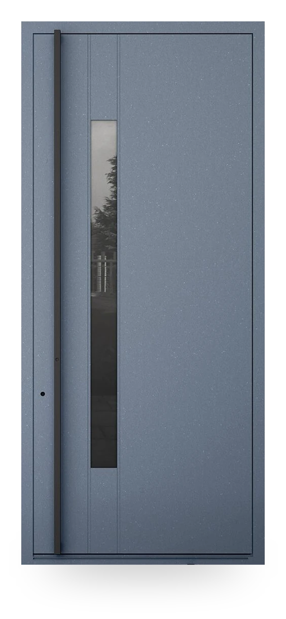 Wiśniowski PIRUE 101 — drzwi aluminiowe, z pasem szyby, 2 frezy pionowe
